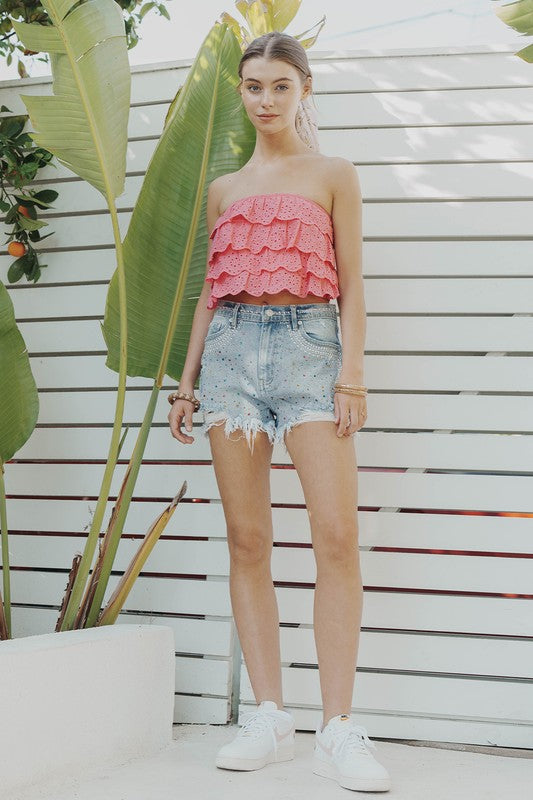 Strawberry Ruffle Crop Top