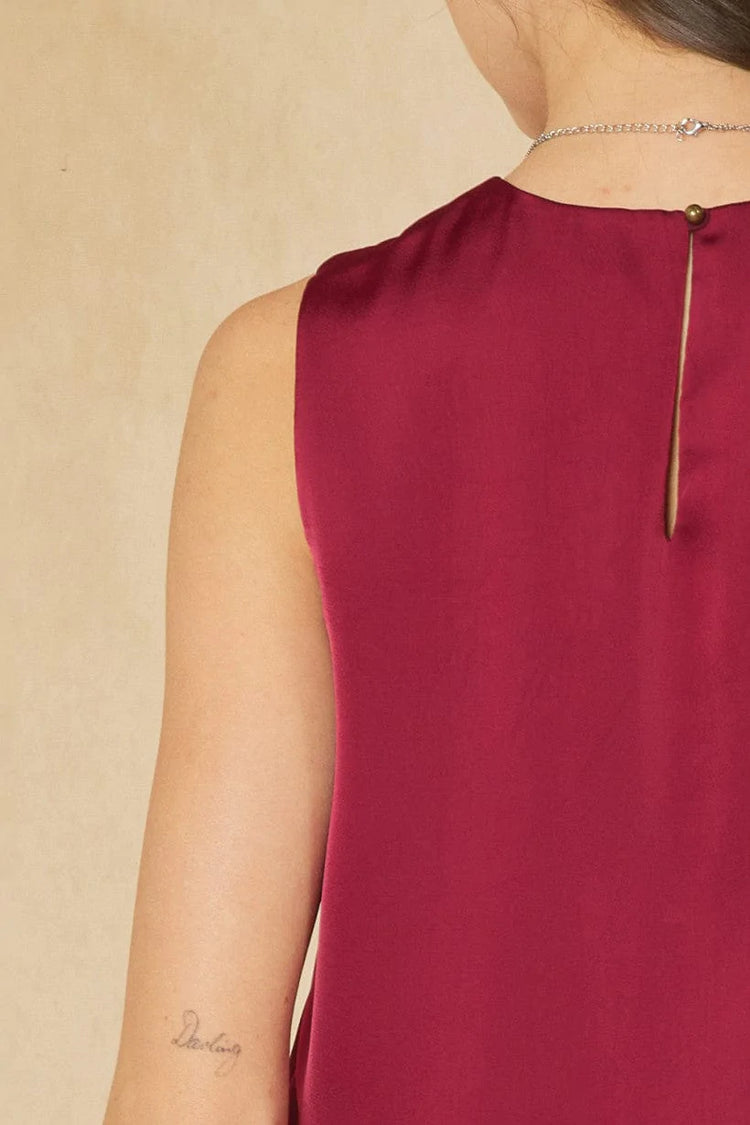 Leslie Maroon Feather Top