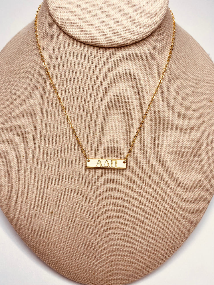 Sorority Greek Letter Bar Necklace