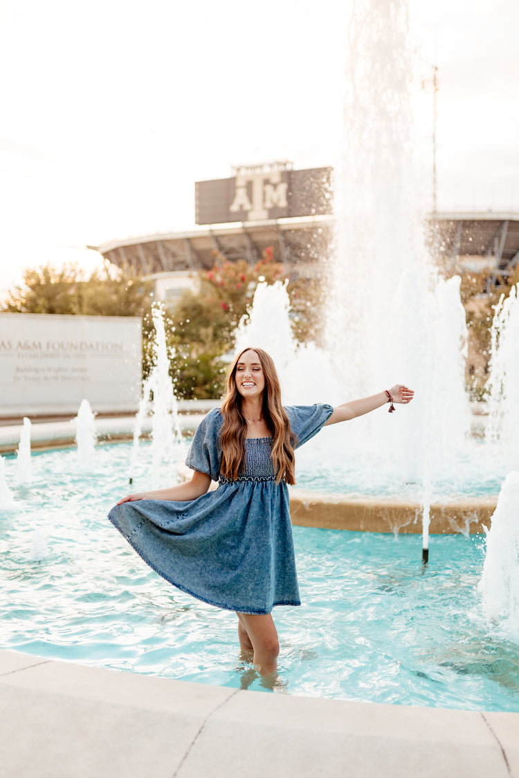 Jordan Smocked Denim Dress