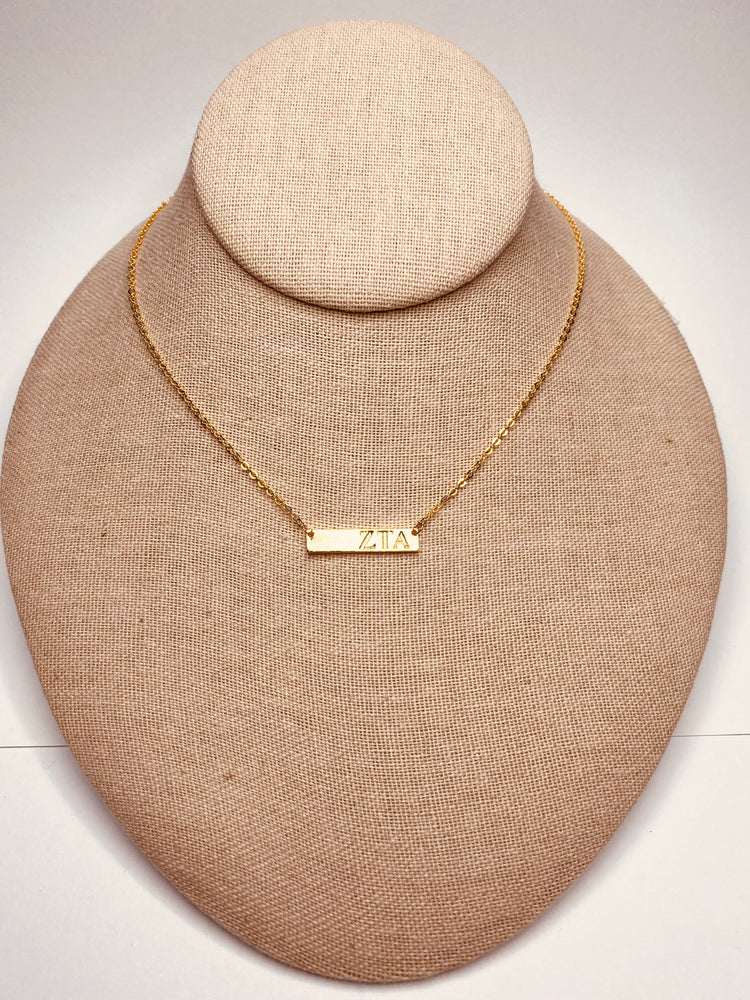 Sorority Greek Letter Bar Necklace
