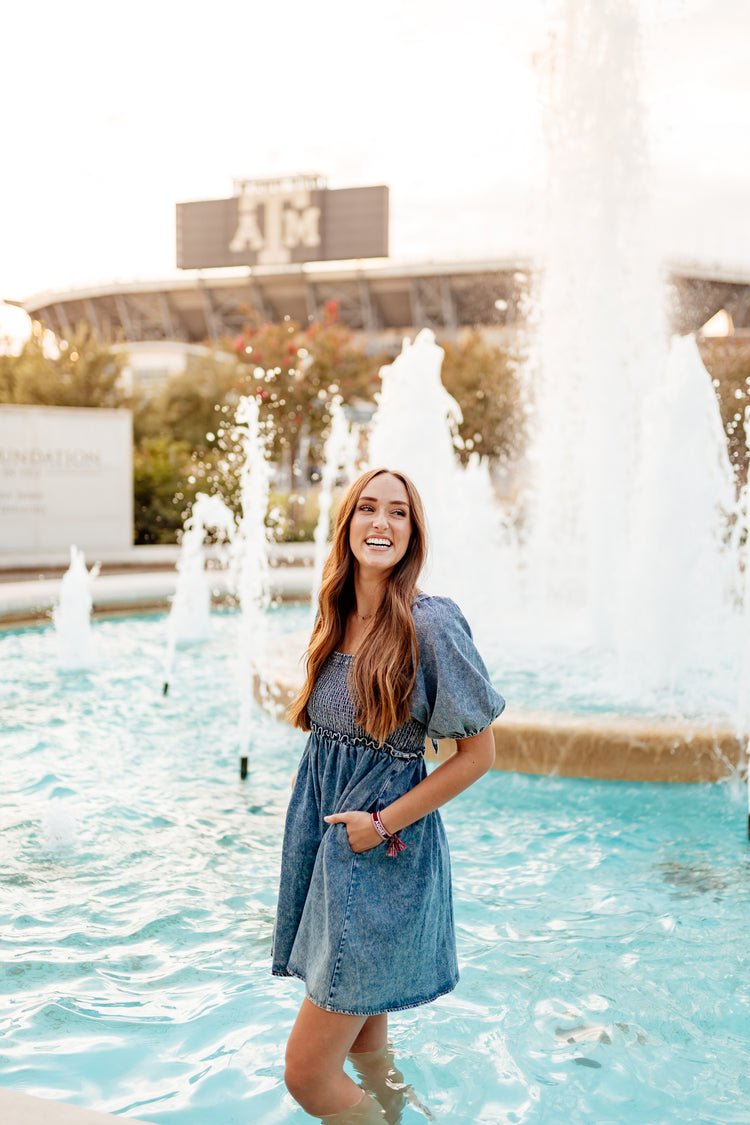 Jordan Smocked Denim Dress