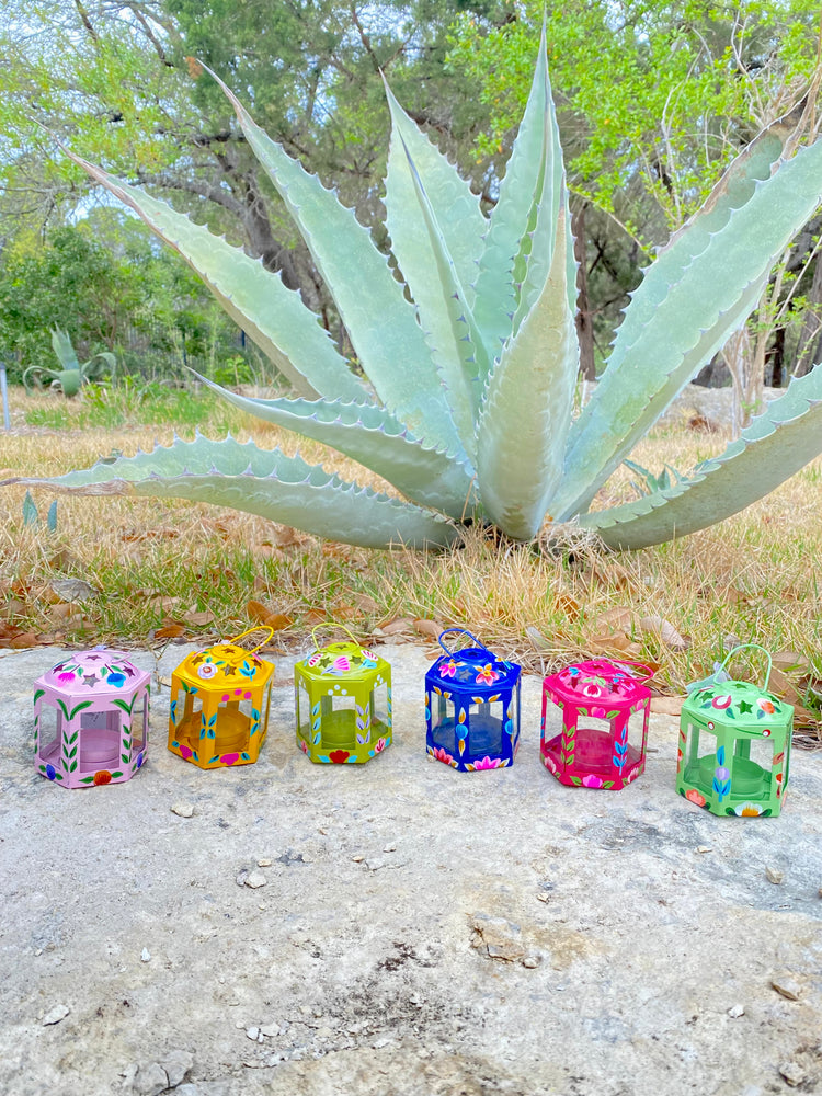 Set of 6 Floral Tea Light Lanterns