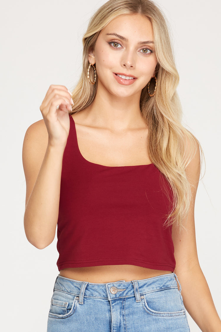 The Basic Crop Top - Maroon