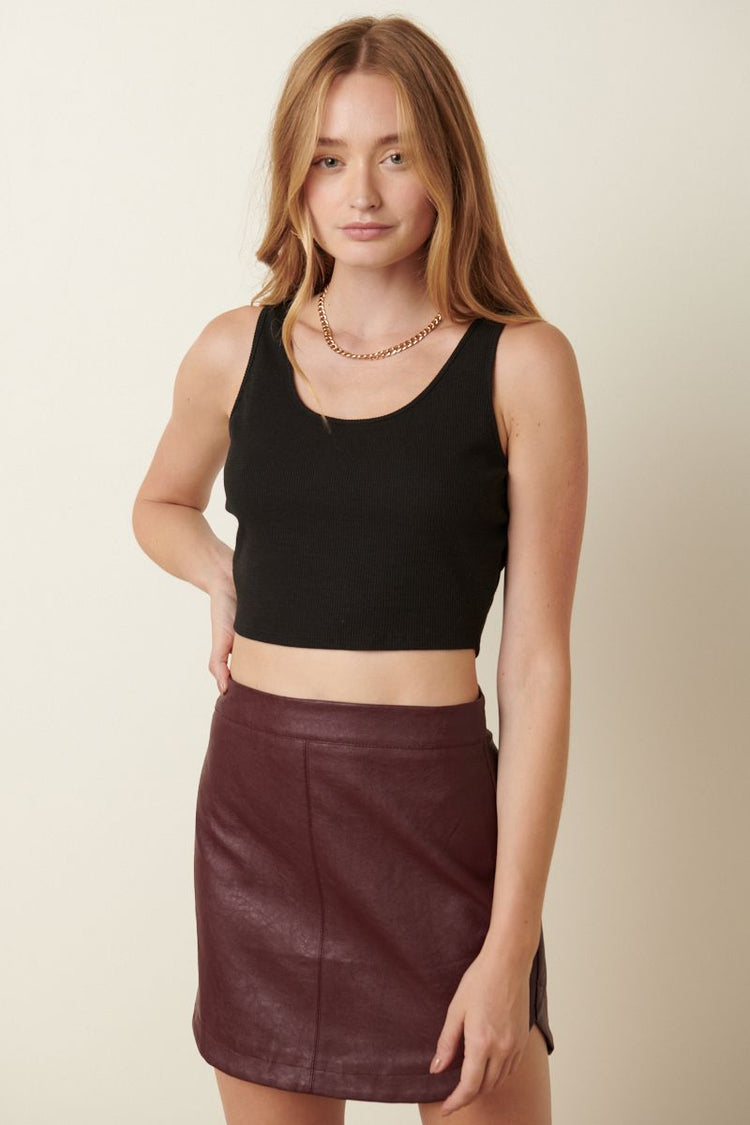 Mallory Maroon Faux Leather Skirt