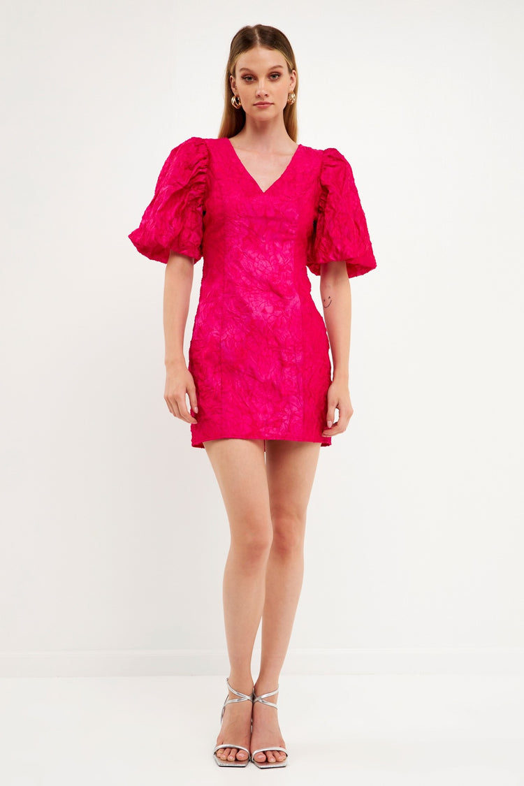 Raspberry Puff Sleeve Dress
