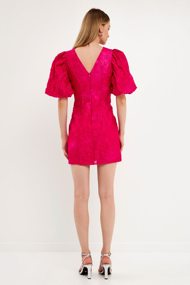 Raspberry Puff Sleeve Dress