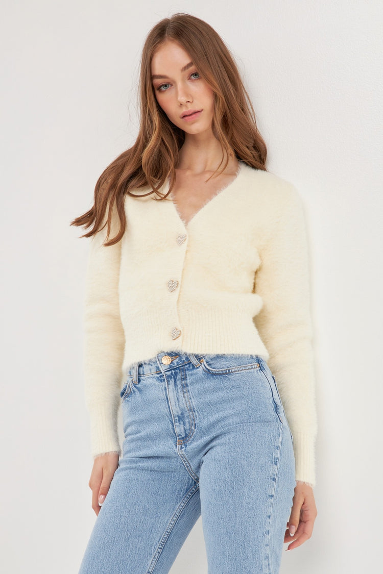 Elsa Feathered Cream Cardigan