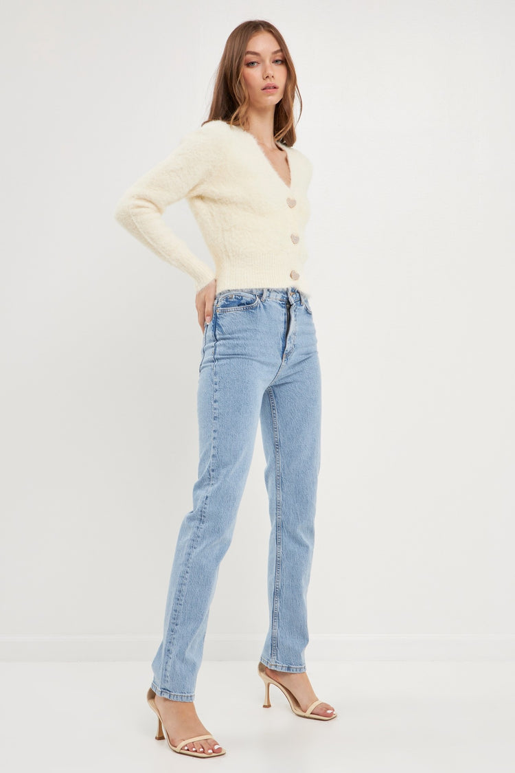 Elsa Feathered Cream Cardigan