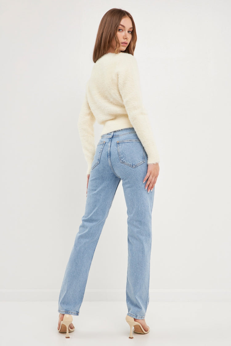 Elsa Feathered Cream Cardigan