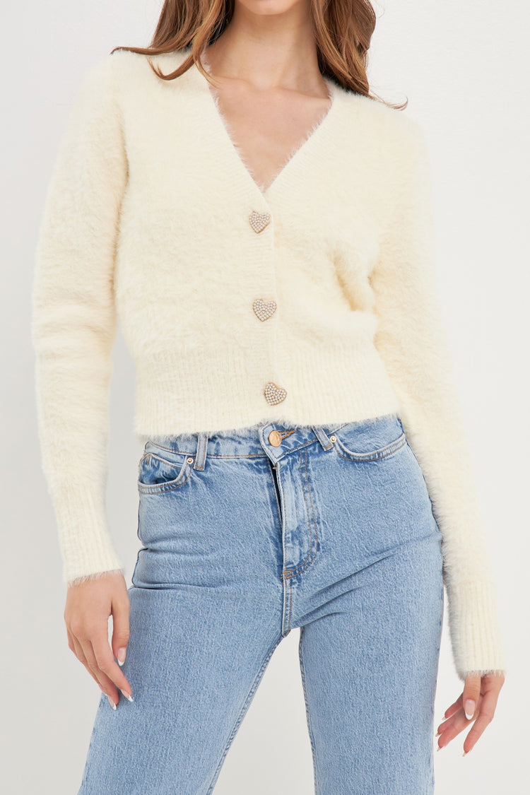 Elsa Feathered Cream Cardigan