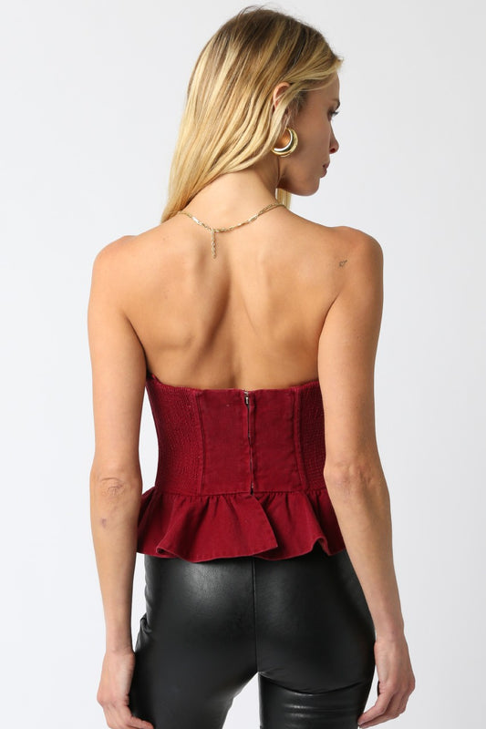 Macie Maroon Corset Top