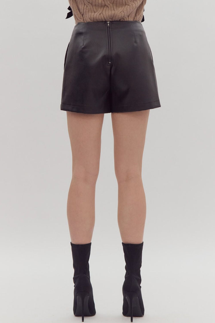 Quilted Faux Leather Mini Skort