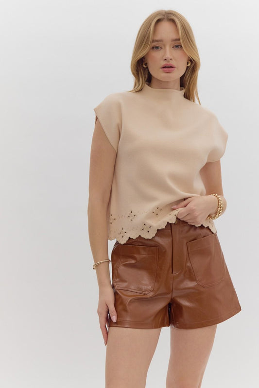 Scalloped Sweater Top