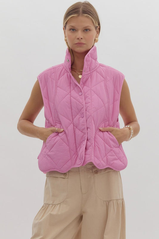 Bubblegum Pink Quilted Vest