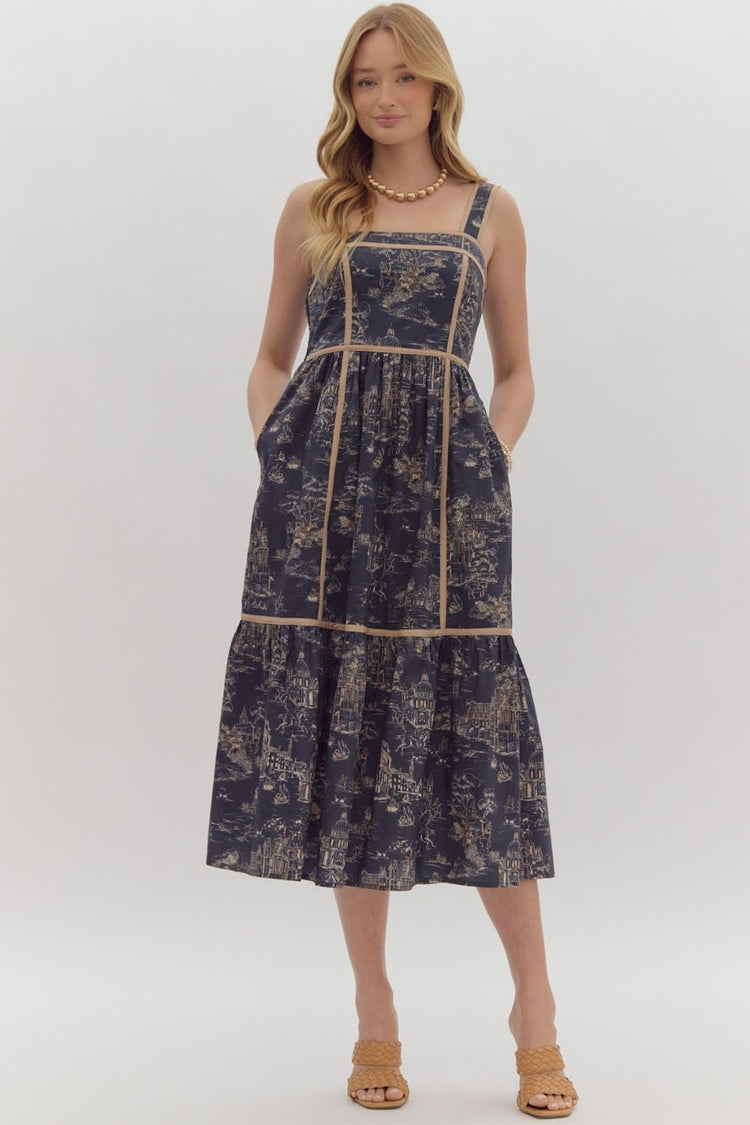 Fall Toile Midi Dress