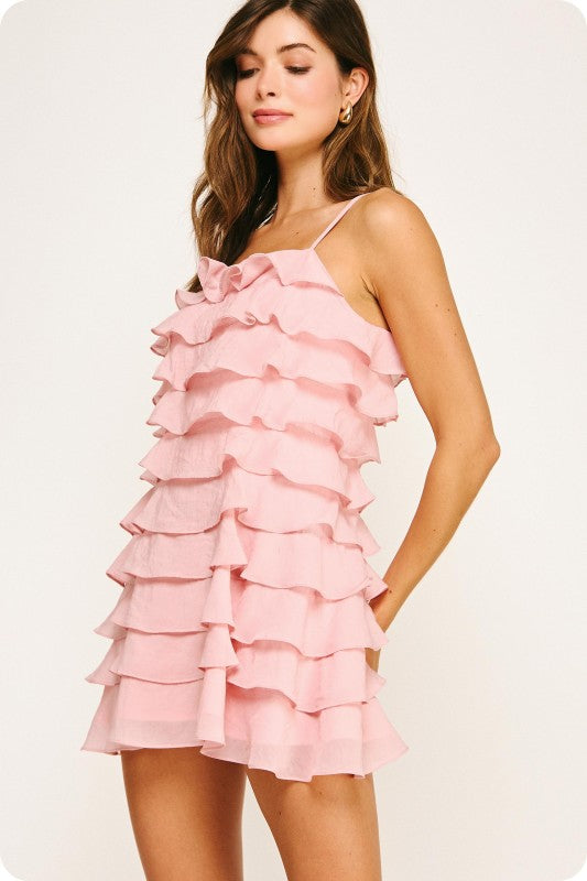 Posie Pink Ruffled Mini Dress