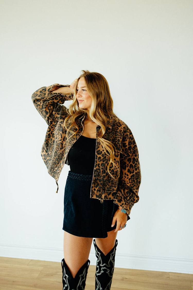 Wild Child Leopard Denim Jacket