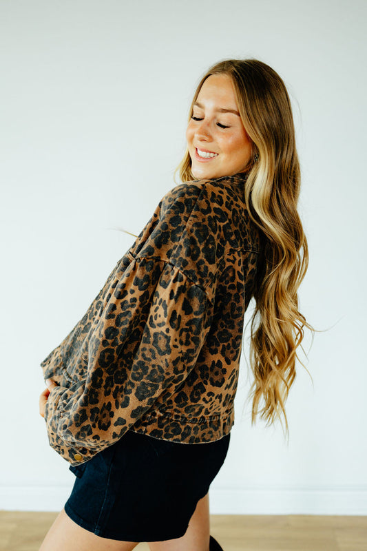 Wild Child Leopard Denim Jacket