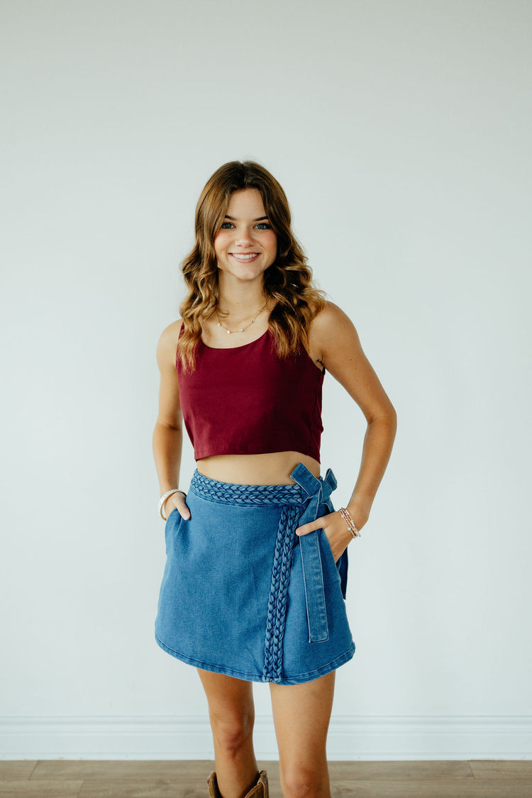 The Basic Crop Top - Maroon