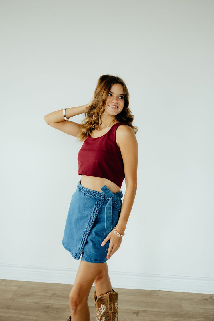 The Basic Crop Top - Maroon