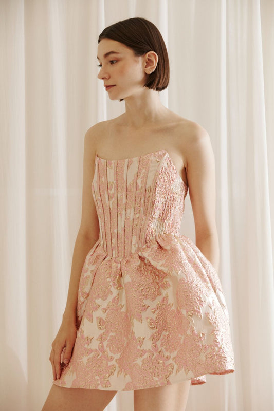 Anneliese Pink and Gold Brocade Dress