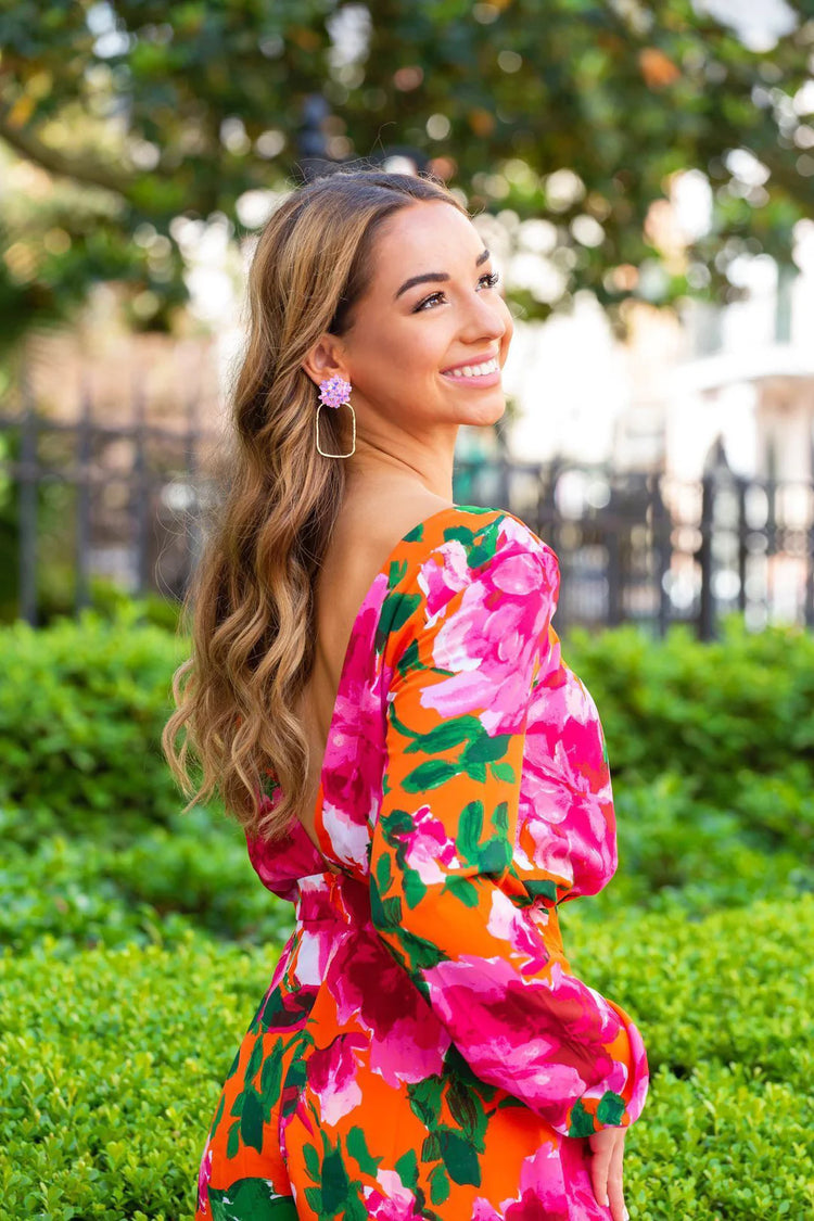 Pink Iridescent Flower Hoops