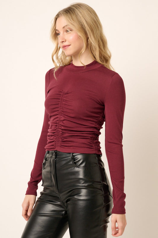 Mia Ruched Mock Neck Top