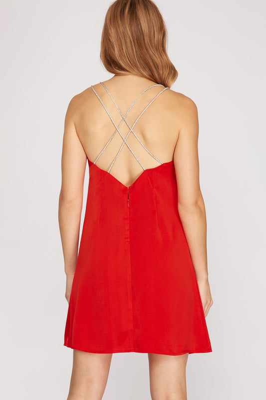 Taylor Satin Slip Dress - Red