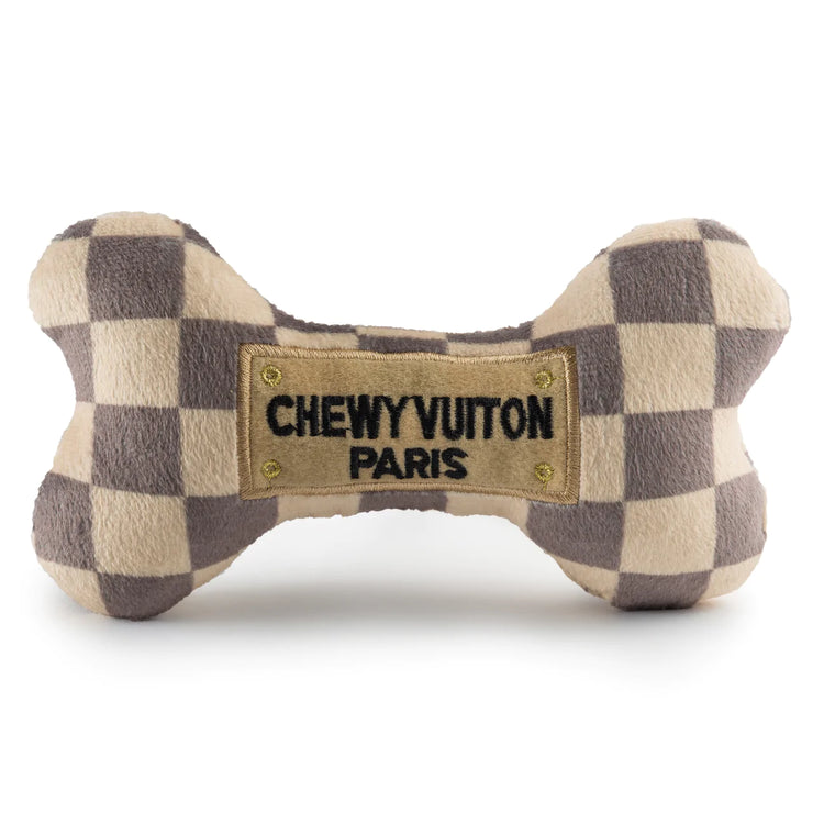 Chewy Vuitton Checkered Bone - Dog Toy