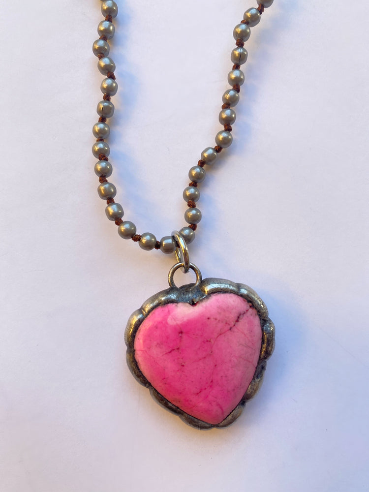 Light Pink Heart Stone Necklace