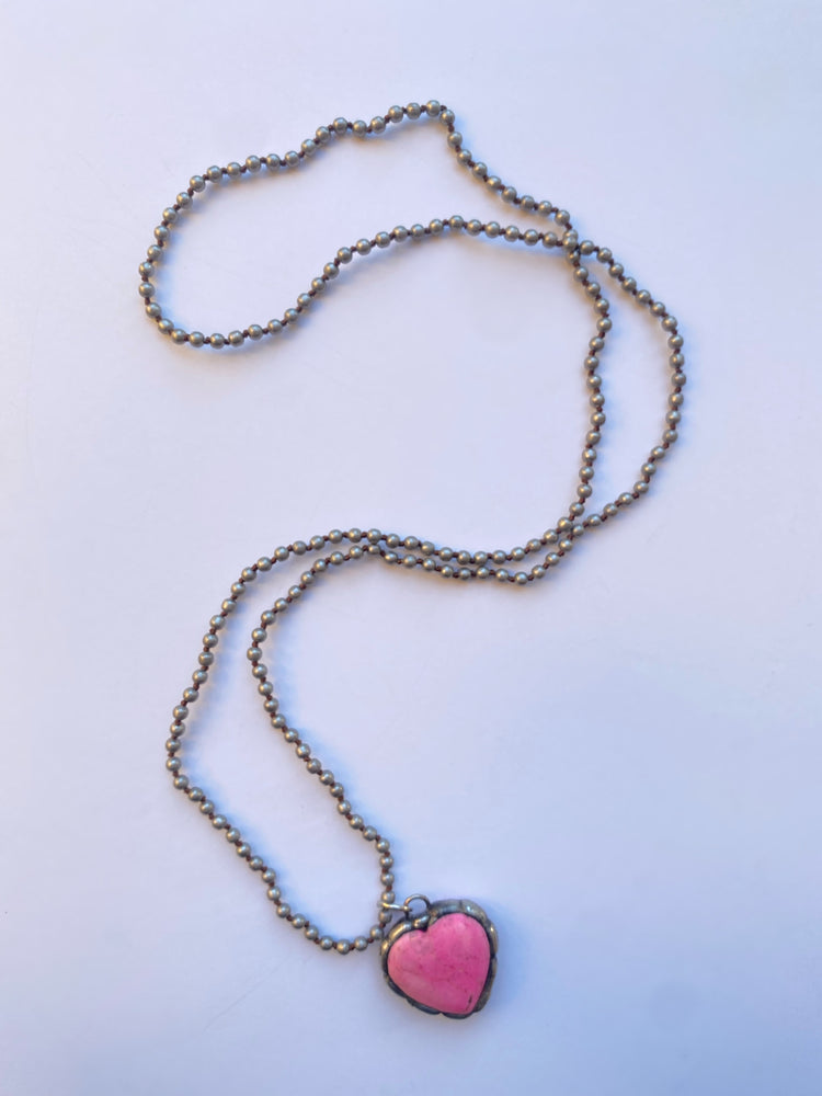 Light Pink Heart Stone Necklace