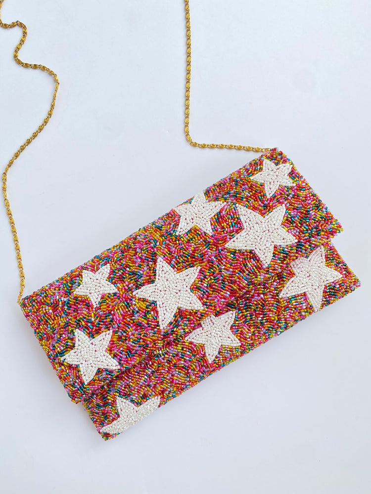 Confetti Star Beaded Clutch