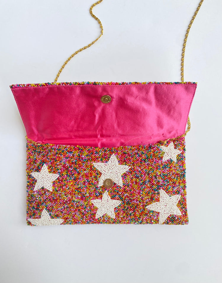 Confetti Star Beaded Clutch