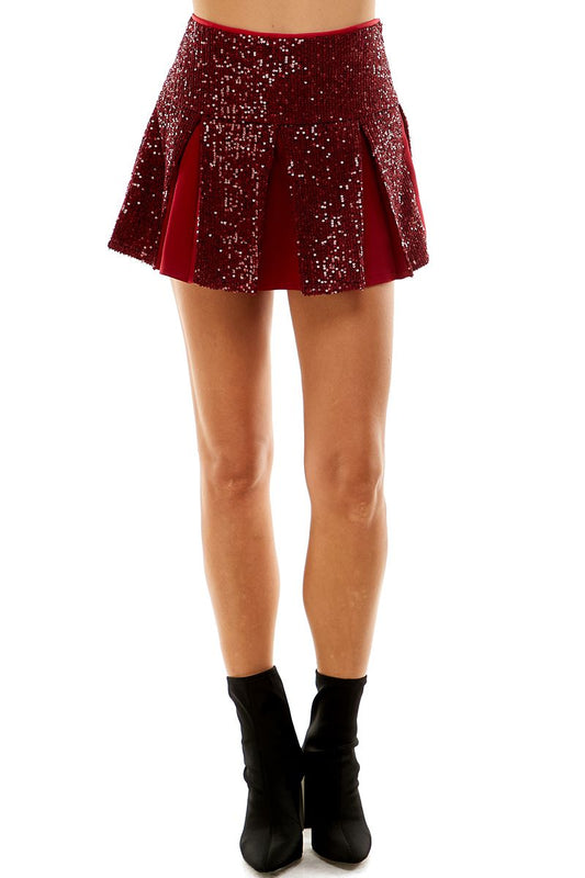 Morgan Maroon Sequin Skirt