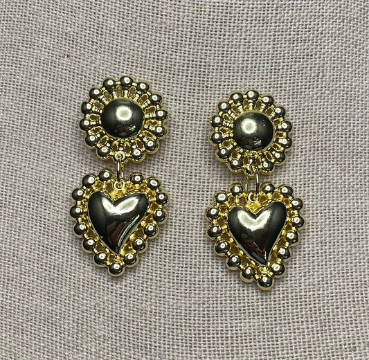 Golden Heart Drop Dangle Earrings