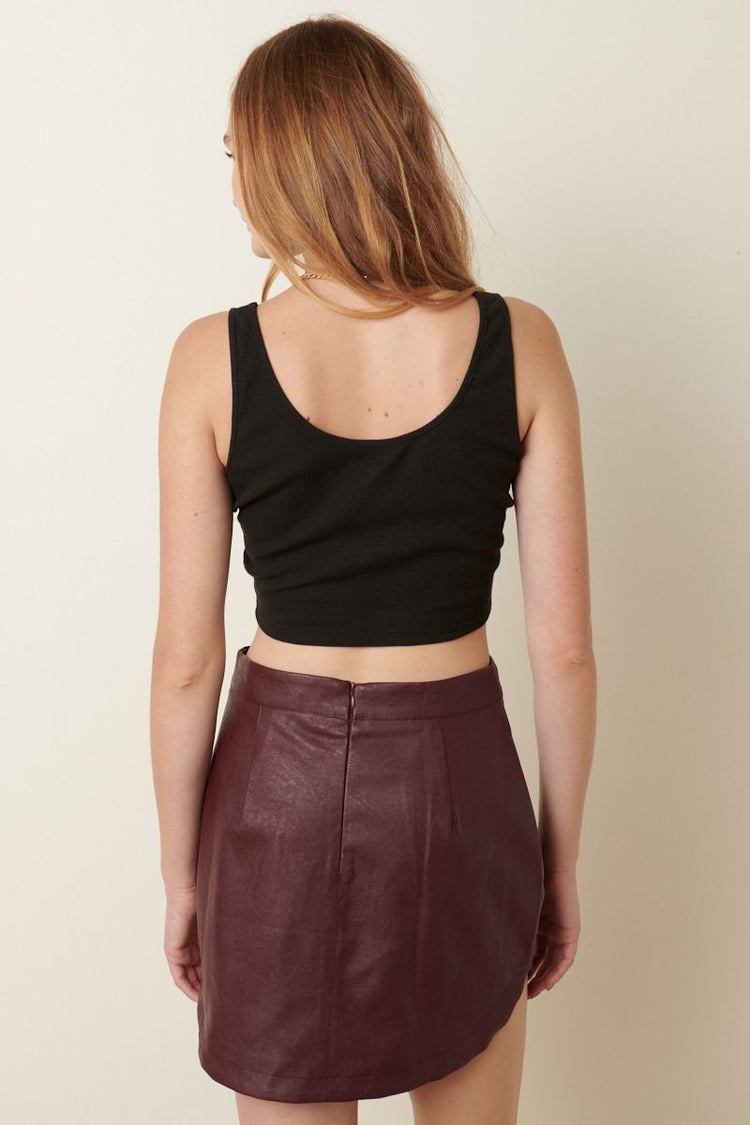 Mallory Maroon Faux Leather Skirt