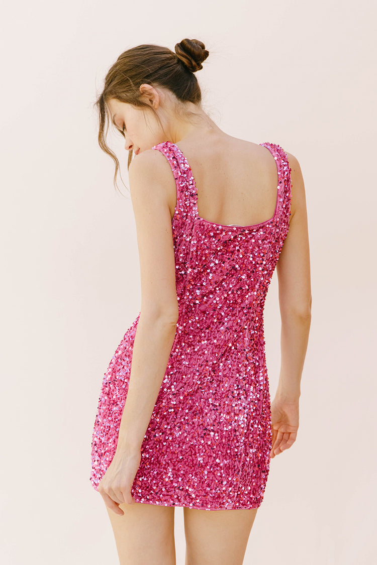 Party Pink Sequin Mini Dress