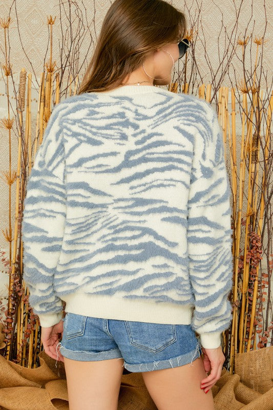 Fuzzy Zebra Sweater